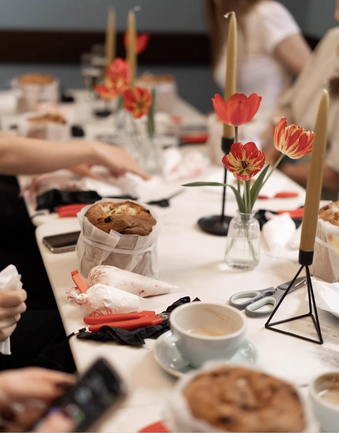 Guests at a creative floral brunch