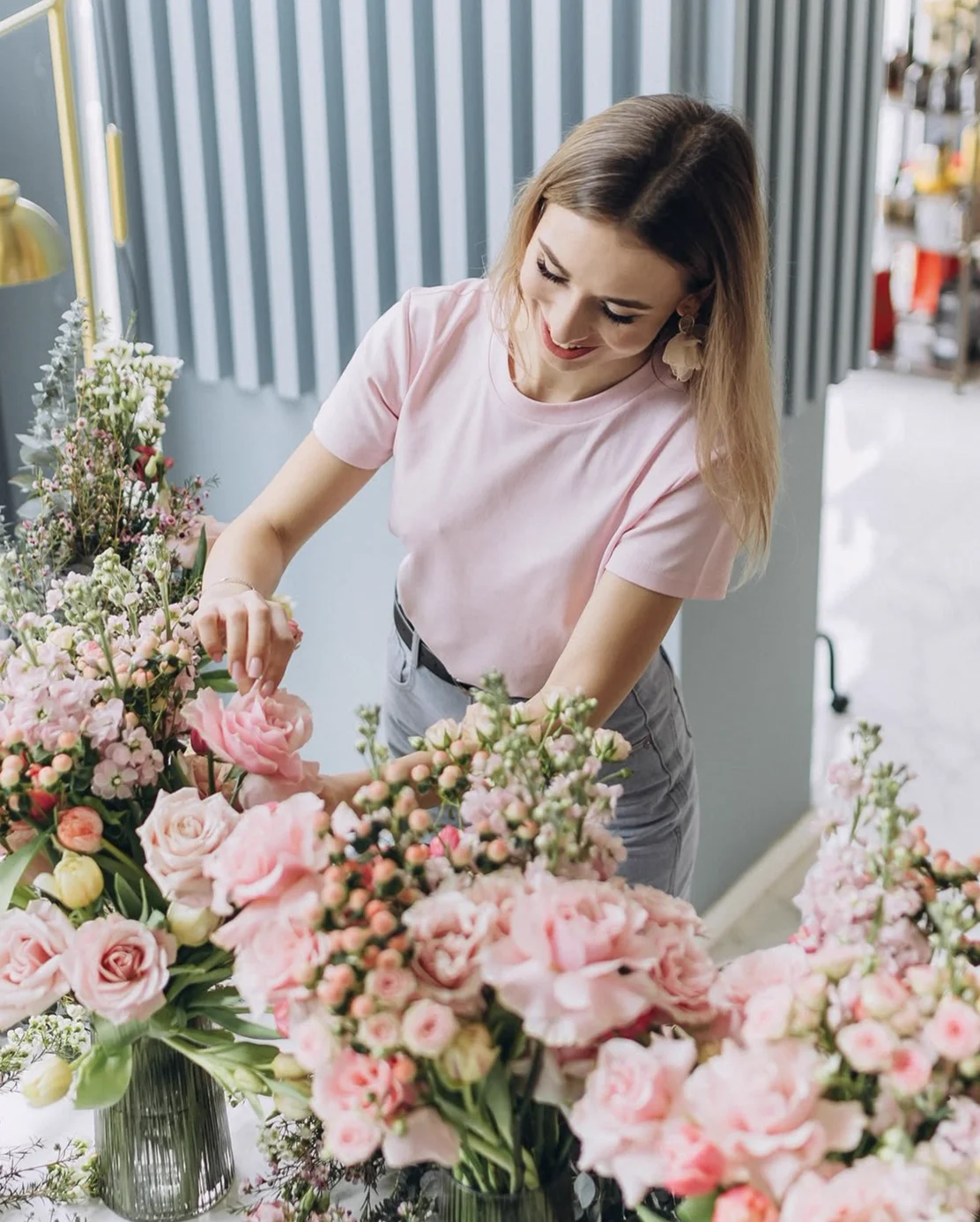 Handmade arrangements at a floral event