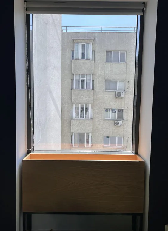 Empty planter by the window before